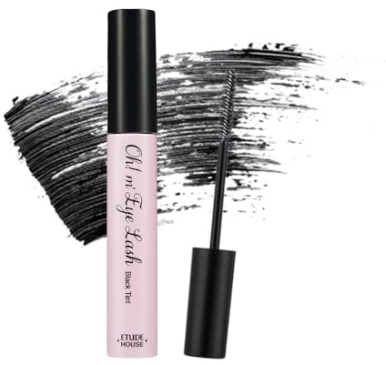 ETUDE Oh M'Eye Lash Black Tint Mascara – Natural Glossy Effect with Long Lasting Strong Curl System, Volume Enhancing, Smudge-Free, Improved fixation and water resistance, Korean Makeup, Kbeauty