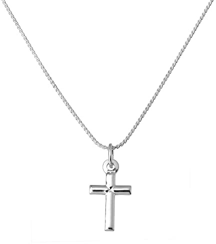 Litet vanligt sterling silver korshänge på 20 tum kedja
