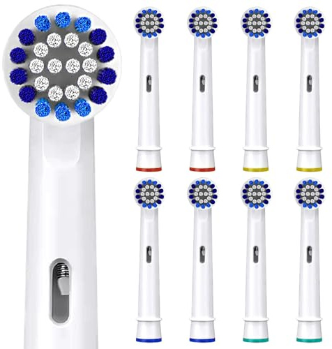 8 Stück Aufsteckbürsten Ersatz-Zahnbürstenköpfe Kompatibel mit Braun Oral B Elektrische Zahnbürsten Ersatzbürsten Professional Care 500 1000 2000 2500 3000 und Vitality Pro Smart Genius (Weiß)
