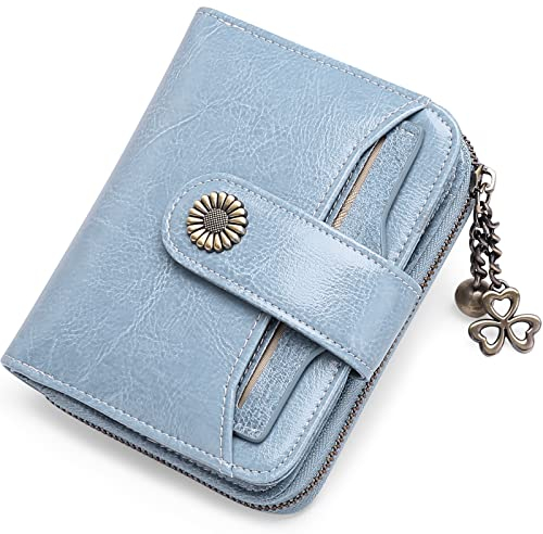 SENDEFN Geldbörse Damen Klein,Geldbeutel Frauen Echtes Leder,mit Münzfach Kleines Zipper Brieftasche Kartenhalter mit RFID Blocker