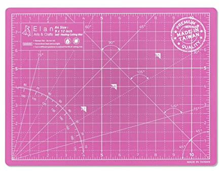 Elan A4 Cutting Mat A4 INCH Pink and Purple, 5-Ply Craft Mat, Self-Healing Cutting Board Craft, Art Mat, Self Healing Cutting Boards 12 x 9 INCH, Dressmaking Accessories for Sewing, Quilting