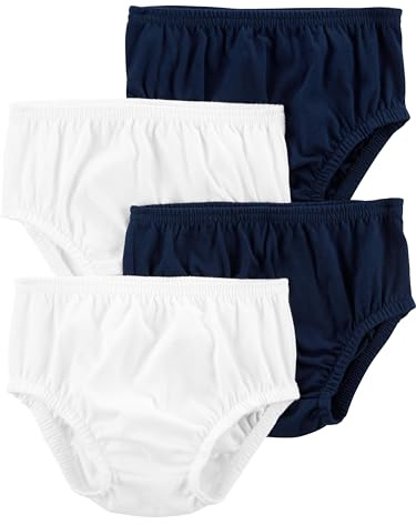 Simple Joys by Carter's Paquete de 4 fundas para pañales para niñas, Azul marino/Blanco, recién nacido