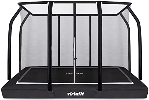 VirtuFit Premium Gartentrampolin Inground - Rechteckig - Outdoor mit Netz und Leiter für Kinder und Erwachsene - Schwarz - 183 x 274 cm