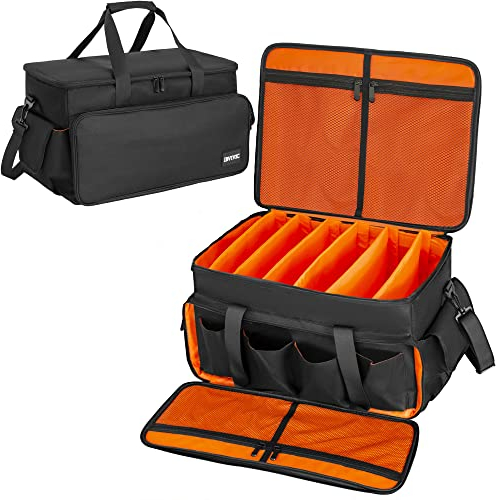 DJ Cable File Bag, 600D Oxford con divisores ajustables y dos bolsillos separados, 35 x 30 x 25 cm, bolsa de viaje resistente para equipos profesionales de DJ, instrumentos musicales y accesorios XS,