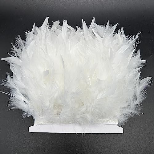 LONDGEN, frangia in piume di struzzo, 2 m, per cucito, abiti, costumi fai da te, decorazioni, bianco