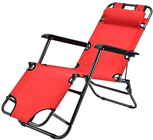 Sun Lounger Garden Chairs Office Nap Folding Bed, Home Rest Recliner Cool Breathable Oxford Portable Folding Sofa Bed (Color, Red),Red