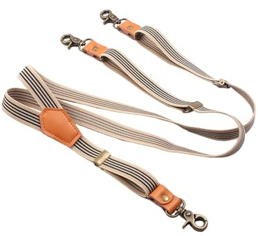 Tirantes ajustables para hombre, correas elásticas casuales con espalda en Y, cinturón resistente, Rayas Beige, Length 110cm Width 2cm