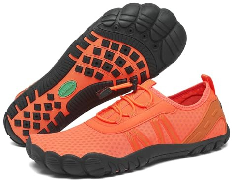SAGUARO Unisex barfota badskor halkfria barfotaskor snabbtorkande vattenskor med dräneringshål storlek 36–48, apelsin, 40 EU