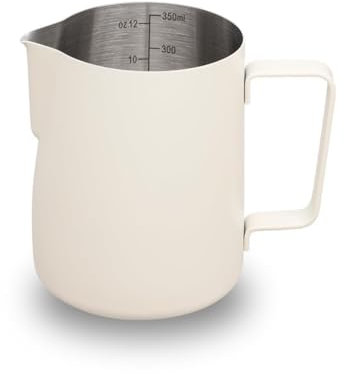 watchget Stainless Steel Milk Frothing Pitcher 12oz/350ml - Espresso Steaming Pitcher for Cappuccino, Latte Art, Coffee Machine Accessories Milk Jug Milk Frother Cup, Creamy White