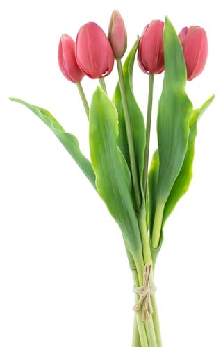 mucplants künstliche Tulpen Holland ca. 36cm Tulpenbündel mit 3 Tulpen und 2 Tulpenknospen real Touch (Beauty)