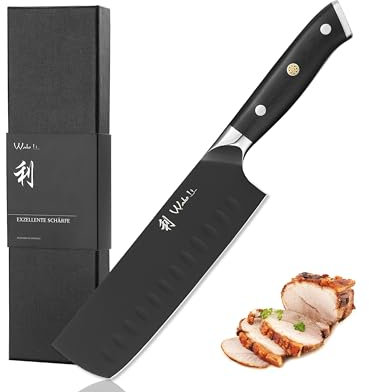 Wakoli Titanium Noir Nakirimesser | 17 cm Klinge aus Edelstahl mit schwarzer Titanbeschichtung | Ergonomischer G10-Griff | für Gemüse, Obst & Kräuter | in Geschenkbox für Hobby- & Profiköche