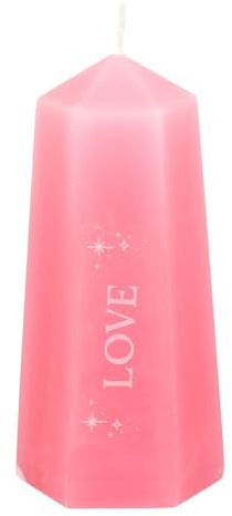 Love Crystal Candle with Hidden Rose Quartz, 30-Hour Burn Time, Pink Crystal Tower Shape for Romance & Confidence, Unscented Paraffin Wax for Meditation, Intention Setting & Sacred Spaces