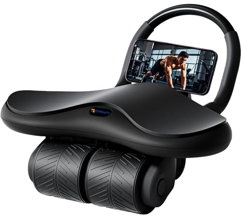 2025 New 3-Wheel Ab Roller with Elbow Support : Upgraded High-Performance Exercise Machine With Automatic Rebound, Multi- layered Anti-Slip Design Ergonomic Ab Roller Wheel for Comfortable Workouts