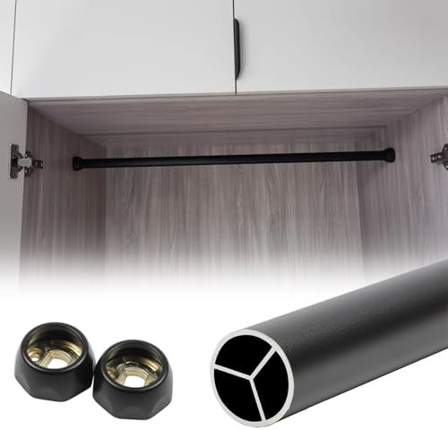 Bastone Armadio Appendiabiti Asta Rotonda Nera Opaca per Armadio Con Supporti Terminali, Asta Appendiabiti Tubolare per Guardaroba Resistente, Organizzatore per Armadio in Metallo Porta Abiti(40cm(15