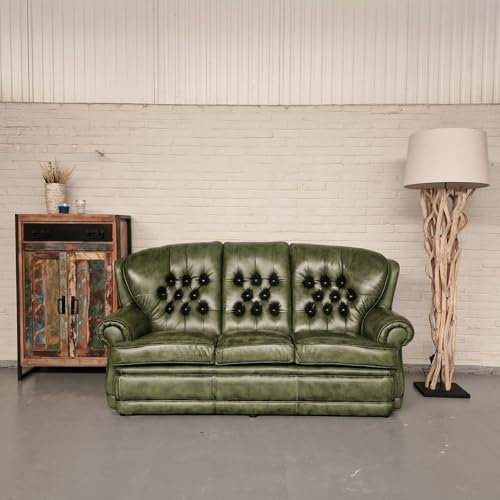 Chesterfield Timeless Haeck 3-sits soffa – antik grön, läder
