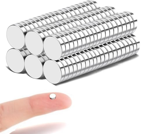 TACHIO 100 Unidades Imanes Fuertes de Neodimio, 2 x 1 mm, Pequeños Imanes Fuertes, para Tablón de Anuncios, Mini para Pizarra Magnética, Manualidades, Fotos