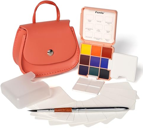Funto Travel Watercolor Set, 9-Color Kids Painting Kit For Creative Crafts