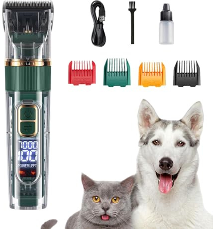 Pet Hair Trimmer - Rasoio per la toelettatura wireless, rasoio silenzioso per cani, trimmer ricaricabile per gatti | Lame di precisione e attacchi a pettine regolabile con motore a basso rumore per la