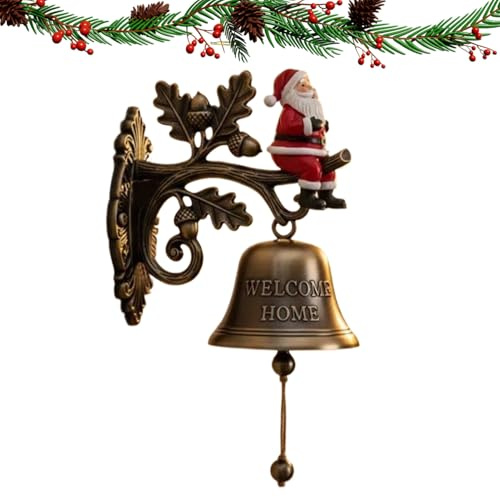 Decoración de Campana de Navidad – Cascabeles para decoración navideña | Decoración de Temporada navideña Vintage para Patio, jardín, Timbre para Exteriores, Interiores, hogar, cocinas