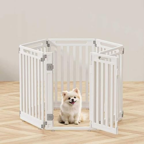 Gupamiga Parc pour Chiot, Enclos pour Chien Interieur et Externe, Parc pour Animaux avec Porte, Solide et Smoth, Installation Simple, Blanc 112 x 97 x 80 cm