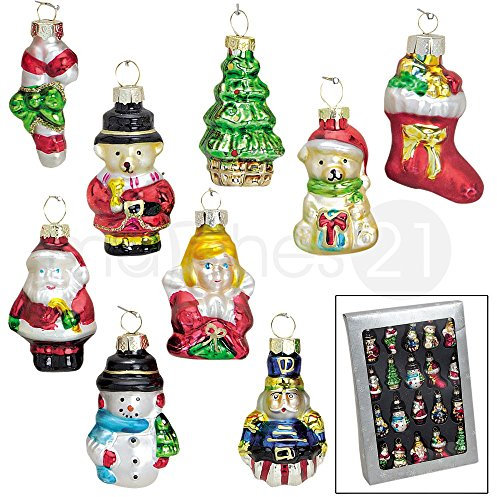 matches21 Christbaumschmuck Weihnachtsbaumschmuck 20-TLG. Set Bunte Glas Baumhänger je 5 cm