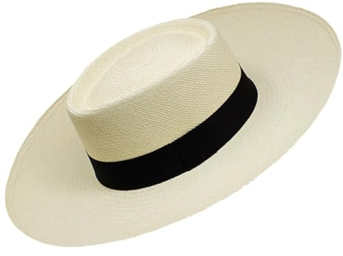 Gamboa Cappello di Panama Originale Cappello Intrecciato da Giocatore D'Azzardo - Cappello di Paglia a Tesa Larga