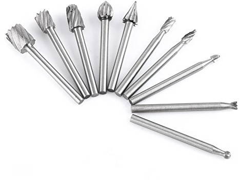 10pcs Juego de Fresas para Metal 1/8, Fresas Rotativo Accesorios de tallado para Bricolage Carpintería Tallado en metal