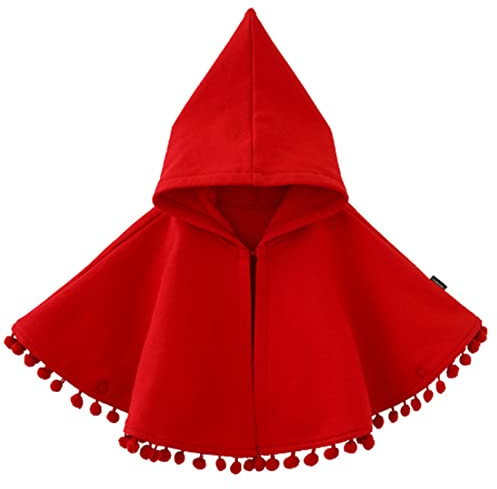 Fairy Baby Infant Baby Girls Poncho Hood Cape Coat Toddler Lil Red Riding Hood Costume Winter Cloak Jacket Snowsuit(6-9M, Red)