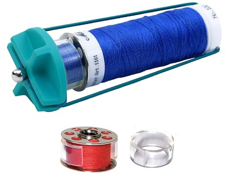 BobbinLink Universal Spool and Bobbin Connector Eliminates Color Mismatch, Enables Compact Storage Comes with 10 BobbinLinks & 10 Ringlet Thread Bands