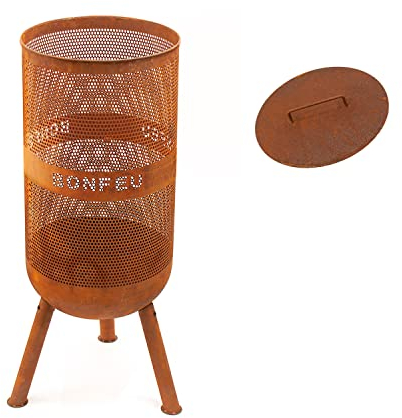 BonFeu Bonves Ø 34cm Griglia - Cesto per il fuoco per il giardino - Cestello per il fuoco e pozzo del fuoco - Cesto per il fuoco a ciotola in robusto acciaio - Con griglia per la cottura