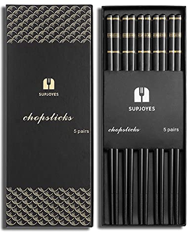 SUPJOYES Reusable Fiberglass Chopsticks - Japanese & Chinese Chopsticks, Dishwasher Safe, 5 Pairs Gift Set