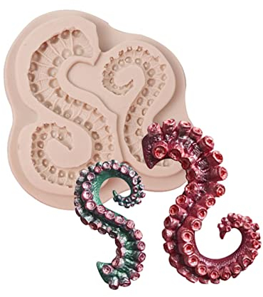 Awesomeonei Octopus Tentakel Form Silikonform Süßigkeiten Schokoladenfondantform Dessertform Ton Harz Gipsform Wiederverwendbare Antihaft-Grau