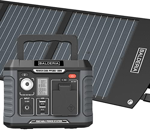 BALDERIA Power Set 300W | Solar-Generator, Kraftwerk | Tragbare Powerstation 231Wh mit Solarpanel 60W, Steckdose, 230V, USB | Strom für Outdoor, Camping, Arbeiten, Notfall, Balkon & Wohnmobil