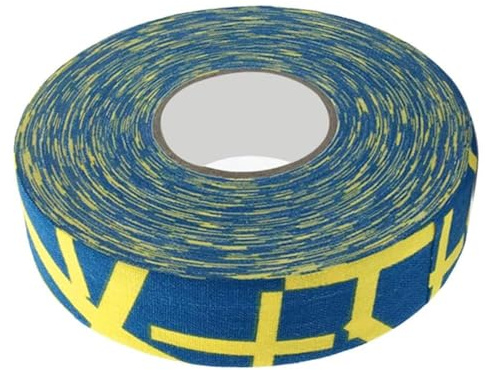 Agatige 2,5 CM x 25 M Bande Antidérapante de Hockey, Ruban de Protection pour Hockey Poteaux de Badminton de Sécurité Sportive Bâton Autocollant de Hockey sur Glace (Signe Plus Jaune)