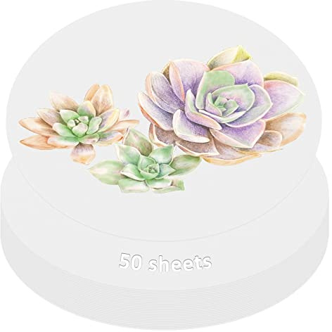 Lot de 50 feuilles de papier à peinture rond de 20 cm de diamètre, papier kraft épais, papier cartonné de peinture, grandes découpes rondes en papier vierge, cercles en carton pour décorations (blanc)