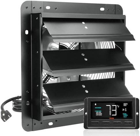 VEVOR Abluftventilator, 305 mm, Temperatur-Feuchtigkeitsregler, EC-Motor, 904 CFM, Wandlüfter mit variabler Geschwindigkeitsregelung zur Wandmontage, Belüftung und Kühlung für Gewächshäuser, Garagen