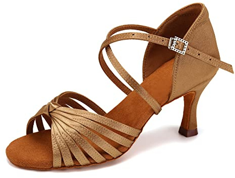VCIXXVCE Mujer Zapatos de Baile Latino Beige Profesional Salsa Tango Bachata Práctica Zapatos de Baile de Salon, 40 EU