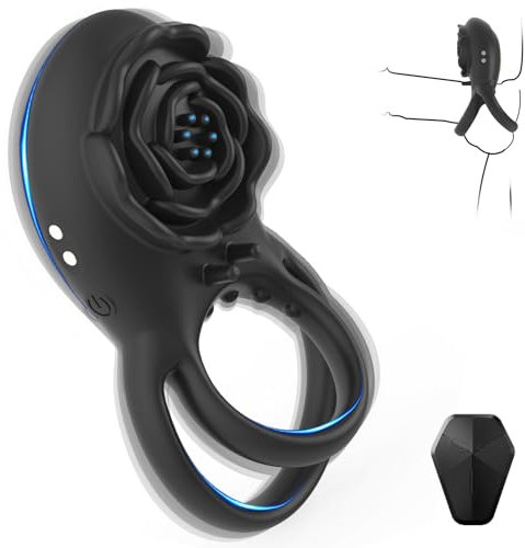 Vibrating Cock Ring Male Couple Adult Sex Toys for Couples, Remote Control Vibrator Sex Toy with 8 Vibrations, Penis Ring Sex Toys4couples Men & Women, Vibrators Sex Toys4mens UK, Black
