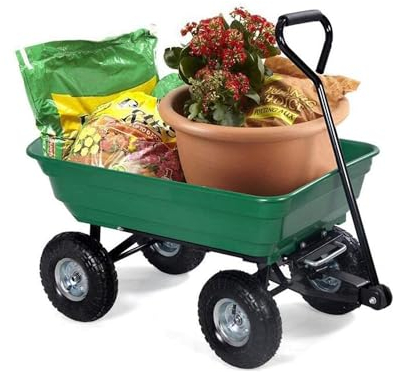 Avilia Brouette de Jardin Polyvalente 75 l avec Baignoire Rabattable et Roues pneumatiques – Solution optimale pour Le Transport du Bois, Les Plantes et Les matériaux de Jardinage en ABS Vert