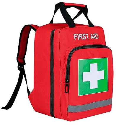 Sac à dos d'urgence rouge Sac de premiers secours Sac à dos médical vide Sac de traitement Sac de traumatisme avec bande réfléchissante pour cyclisme équitation randonnée camping garderie vacances en