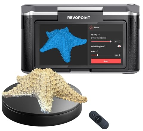 Revopoint MIRACO 3D Scanner mit Großer Plattenspieler, 0,02 mm Präzision 3D-Scanner für 3D Druck, 15 fps FPS Scangeschwindigkeit Handscanner, 48 Megapixel RGB Kamera, 16GB RAM