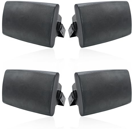 Herdio 6,5 Pouces 800 W Haut-parleurs passifs d'extérieur, 2 Voies, avec Basses, étanche Enceintes d'extérieur, adaptés pour terrasse, Porche, Jardin, intérieur ((4, Noir)