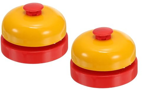 PATIKIL Campanello da Tavolo 2.5 Diametro, 2Pz Campanello da Tavolo per Servizio con Costruzione Metallo Antiruggine per Hotel Ristorante Aree Ricezione Ufficio Magazzino, Giallo/Rosso