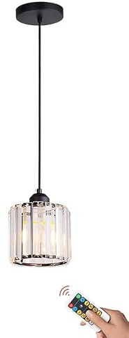 Lampada a sospensione in vetro di cristallo ricaricabile senza fili con telecomando moderna lampada a sospensione per sala da pranzo e cucina isola a batteria Apparecchio di illuminazione a soffitto