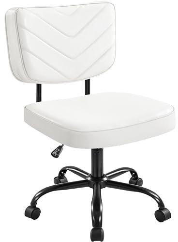 Yaheetech Bürostuhl mit Verstellbare Sitzhöhe Schreibtischstuhl 360° Drehbar Kunstleder Schminktisch Stuhl mit Rollen für Büro/Wohnzimmer, Weiß