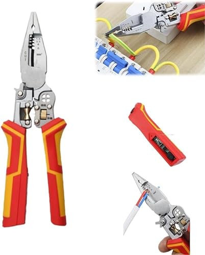 9 in 1 Wire Stripper, Wire Strippers Electrical with Electricity Detection Function, Cable Stripper for Cutting Wires, Wire Stripper for Stripping, Winding, Splitting