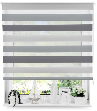 Tom'Shop Tom'Shop® Doppelrollo DuoRollo (Hellgrau-Grau-Graphit 150cm x 150 cm) Duo Rollos für Fenster Schrauben mit Bohren mit Schrauben Fensterabdeckung Fensterrollo leichte Montage