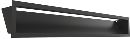 Kratki LUFT ventilationsgaller 12x80 cm svart – metallgaller för eldstäder och värmesystem, rektangulärt, 45° lutande, modernt, pulverlackerat, för väggmontering, funktionellt och dekorativt