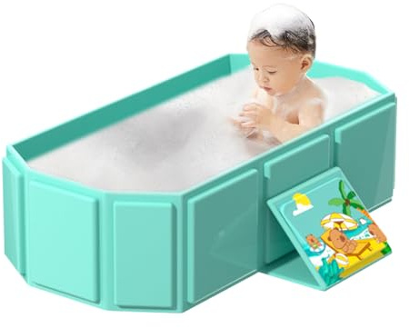 Bañera plegable para niños pequeños – Compacto baño de bebé, antideslizante – Lavadora portátil | Safe & Sturdy Kid plegable Bañera, bandeja de ducha para niños pequeños que ahorra espacio para el