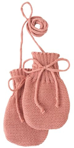Disana STRICK-HANDSCHUHE Neugeborene & Baby - 100% Bio-Merino – warm & weich - unisex Neugeborene - nachhaltig & fair - Weite regulierbar & mit Strickkordel verbunden - made in Germany | Softpink